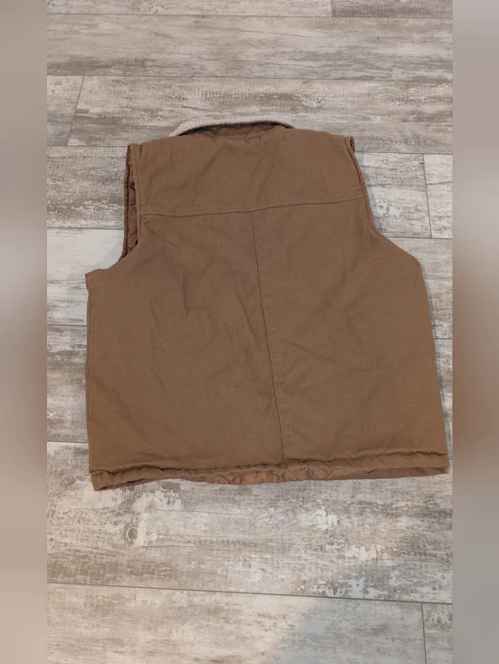 Weatherproof Quilted Vest with Sherpa Collar in Tan and Cream Size L - Picture 2 of 14